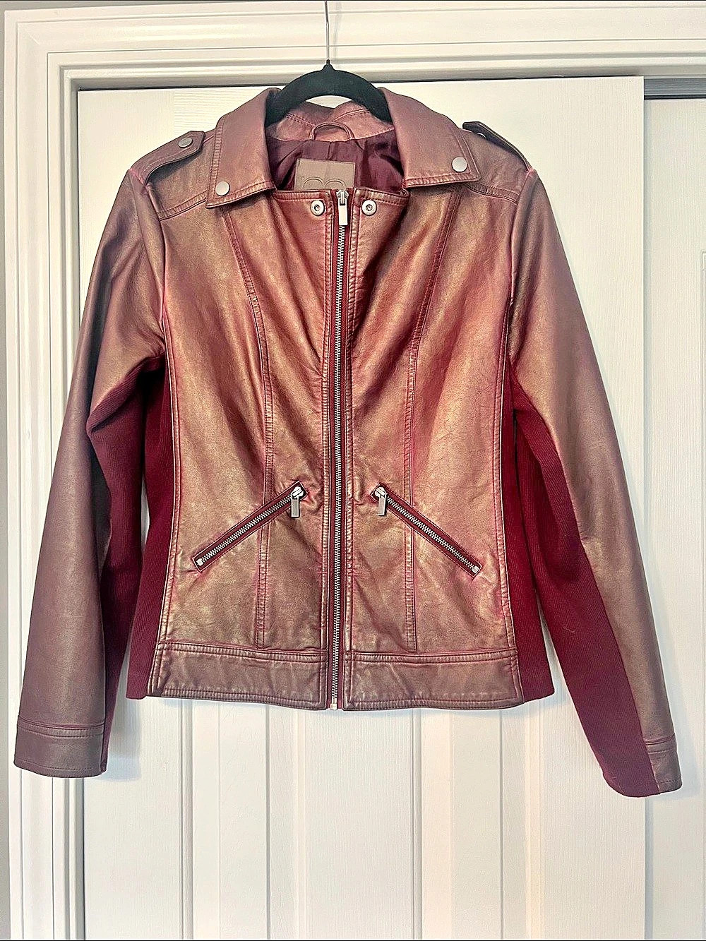 Maurices Burgundy Faux Leather Jacket Size Small